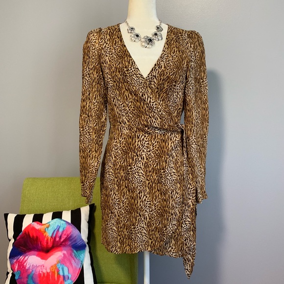 reformation leopard wrap dress